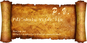 Páskuly Vitális névjegykártya